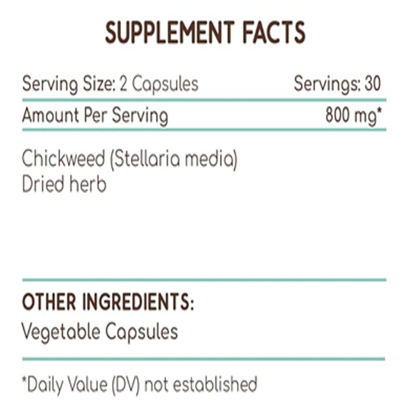Chickweed 60 Cápsulas, 800 Mg, - Dried Herbs reseña y precio